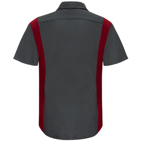 WORKWEAR OUTFITTERS Men's Short Sleeve Perform Plus Shop Shirt w/ Oilblok Tech Charcoal/ Red, Large SY42CF-SS-L